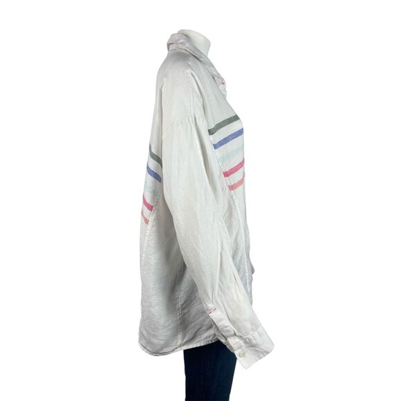 Vineyard Vines Rainbow Linen Weekend Button Down Shirt Womens 16 Long Sleeve - Picture 2 of 9